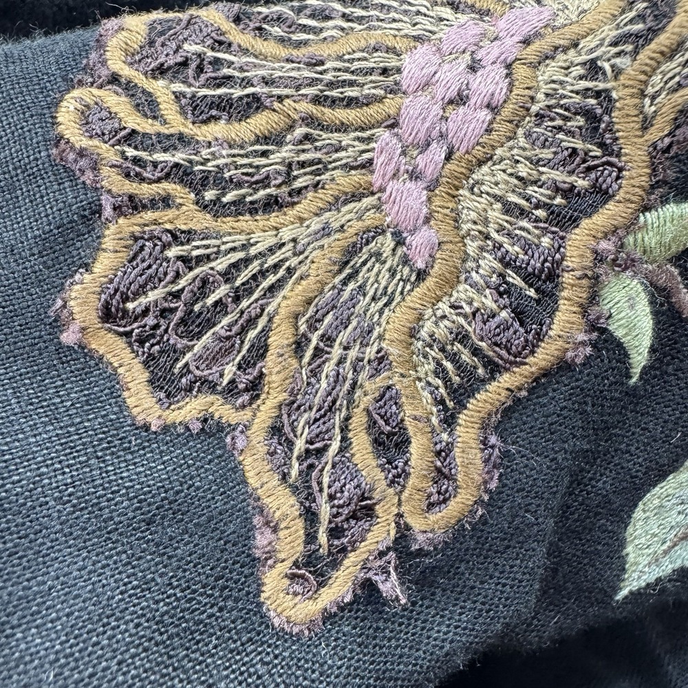 Anna Bui Gallery 100% Linen Embroidered Flare Pants Women's XL Boho Peasant - Picture 5 of 11